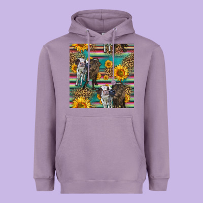 Two Cute Heifers Seamless Pattern Heavyweight Hoodie Designed By Hra Design Shop