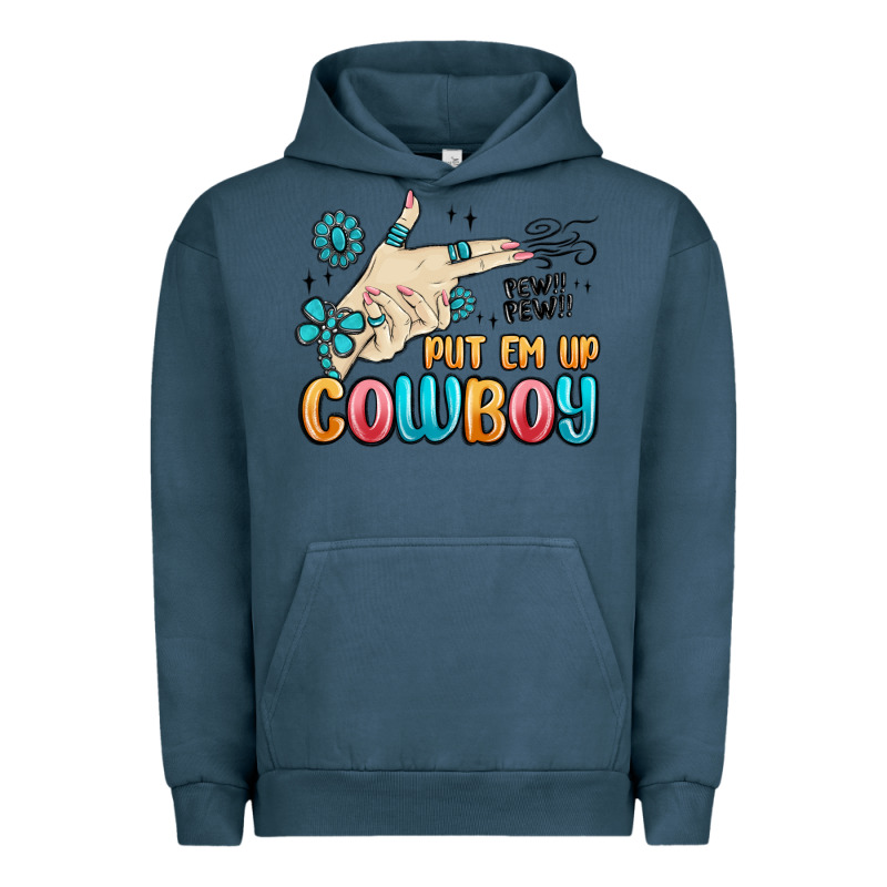 Western Turquoise Put Em Up Cowboy Urban Hoodie by MaliasSmallBusiness | Teevron