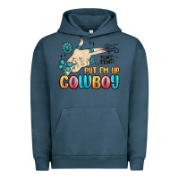 Pigment Midnight Navy western turquoise put em up cowboy Urban Hoodie - MaliasSmallBusiness