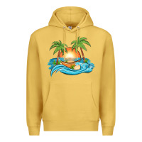 Antique Gold sunset beach scene Premium Hoodie - MaliasSmallBusiness