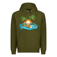 Army Green sunset beach scene Premium Hoodie - MaliasSmallBusiness