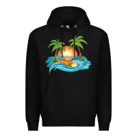 Black sunset beach scene Premium Hoodie - MaliasSmallBusiness