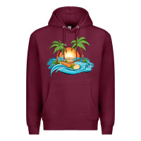 Burgundy sunset beach scene Premium Hoodie - MaliasSmallBusiness