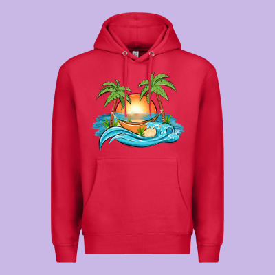 Sunset Beach Scene Premium Hoodie Designed By Maliassmallbusiness