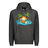 Charcoal Heather sunset beach scene Premium Hoodie - MaliasSmallBusiness