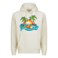 Oatmeal Heather sunset beach scene Premium Hoodie - MaliasSmallBusiness