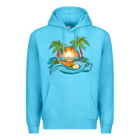 Ocean Blue sunset beach scene Premium Hoodie - MaliasSmallBusiness