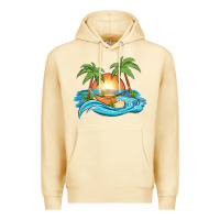 Pina Colada sunset beach scene Premium Hoodie - MaliasSmallBusiness