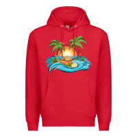 Red sunset beach scene Premium Hoodie - MaliasSmallBusiness