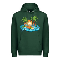 Sports Green sunset beach scene Premium Hoodie - MaliasSmallBusiness