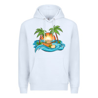 White sunset beach scene Premium Hoodie - MaliasSmallBusiness