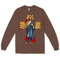 Chestnut jesus christ cross Long Sleeve Tee - texasbilliewilder