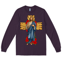Plum jesus christ cross Long Sleeve Tee - texasbilliewilder