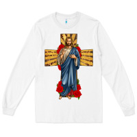 White jesus christ cross Long Sleeve Tee - texasbilliewilder