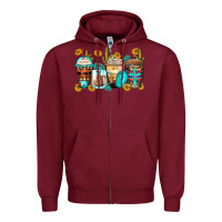 Burgundy blessed coffee cups Zipper Hoodie - Zillion Design Studio