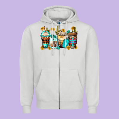 Blessed Coffee Cups Zipper Hoodie Designed By Zillion Design Studio