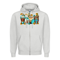 Dove Grey blessed coffee cups Zipper Hoodie - Zillion Design Studio