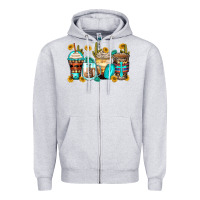 Heather Grey blessed coffee cups Zipper Hoodie - Zillion Design Studio