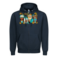 Navy blessed coffee cups Zipper Hoodie - Zillion Design Studio
