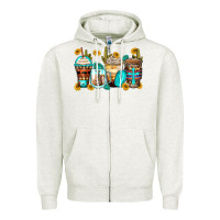 Oatmeal Heather blessed coffee cups Zipper Hoodie - Zillion Design Studio