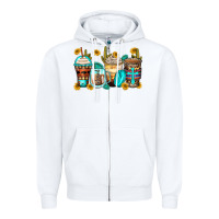 White blessed coffee cups Zipper Hoodie - Zillion Design Studio