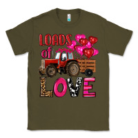 Army Green valentine's day loads of love tractor with pin heart balloons Classic Tee - RanaPortraitStore