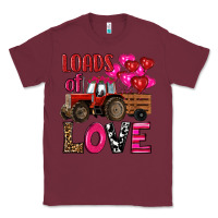 Burgundy valentine's day loads of love tractor with pin heart balloons Classic Tee - RanaPortraitStore