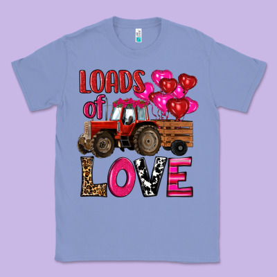 Classic Tee valentine's day loads of love tractor with pin heart balloons
