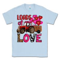 Dusty Blue valentine's day loads of love tractor with pin heart balloons Classic Tee - RanaPortraitStore
