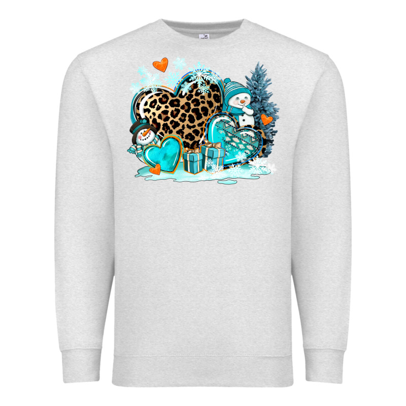 Winter Hearts With Snowmans Premium Sweatshirt by AdoDesignShop | Teevron