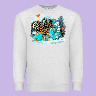 Winter Hearts With Snowmans Premium Sweatshirt Designed By Adodesignshop