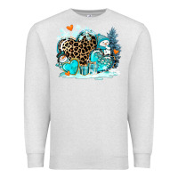 Oatmeal Heather winter hearts with snowmans Premium Sweatshirt - AdoDesignShop