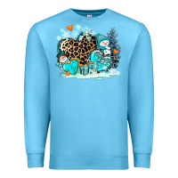 Ocean Blue winter hearts with snowmans Premium Sweatshirt - AdoDesignShop
