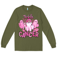 Army Green tackle cancer halloween ghosts american football Long Sleeve Tee - RanaPortraitStore