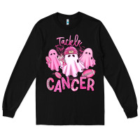 Black tackle cancer halloween ghosts american football Long Sleeve Tee - RanaPortraitStore