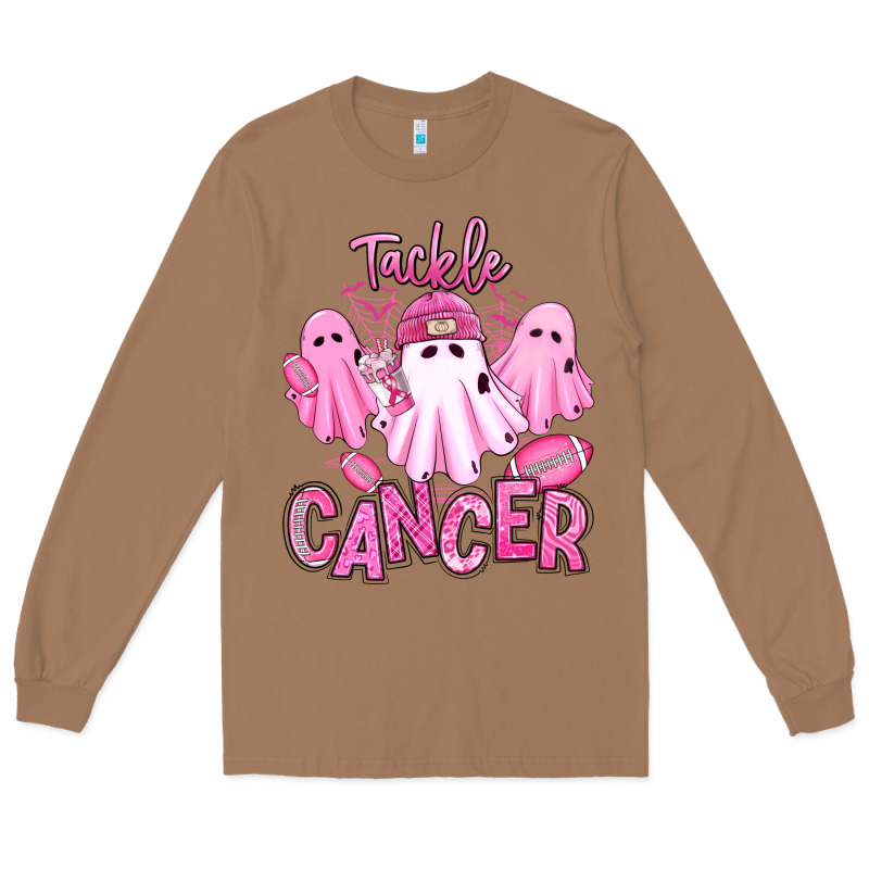Tackle Cancer Halloween Ghosts American Football Long Sleeve Tee by RanaPortraitStore | Teevron