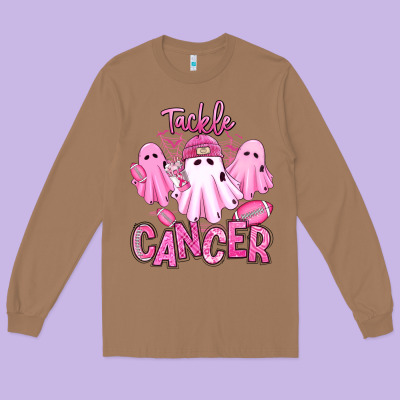 Long Sleeve Tee tackle cancer halloween ghosts american football