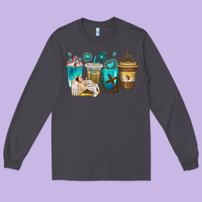 Long Sleeve Tee jesus coffee cups