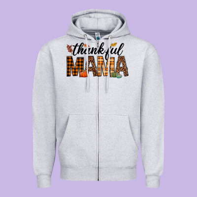 Thankful Mama Zipper Hoodie Designed By Texasbilliewilder