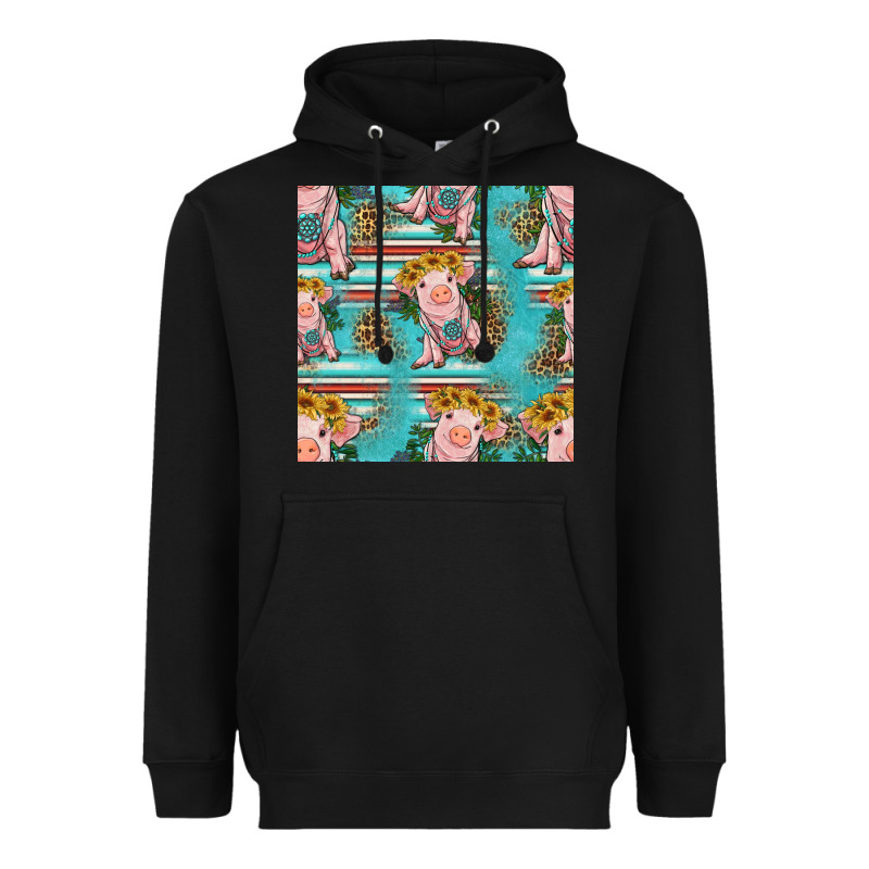 Turquoise Baby Pig Seamless Pattern Heavyweight Hoodie by HRA Design Shop | Teevron