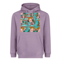 Lavender turquoise baby pig seamless pattern Heavyweight Hoodie - HRA Design Shop