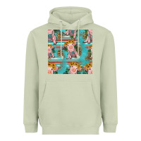 Matcha turquoise baby pig seamless pattern Heavyweight Hoodie - HRA Design Shop