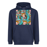 Navy turquoise baby pig seamless pattern Heavyweight Hoodie - HRA Design Shop