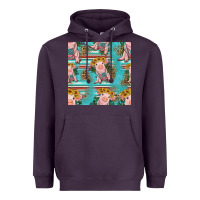 Plum turquoise baby pig seamless pattern Heavyweight Hoodie - HRA Design Shop
