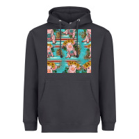 Smoke turquoise baby pig seamless pattern Heavyweight Hoodie - HRA Design Shop