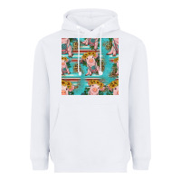 White turquoise baby pig seamless pattern Heavyweight Hoodie - HRA Design Shop