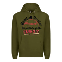 Army Green baseball brother i'm just here for the snacks Premium Hoodie - MaliasSmallBusiness