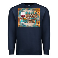 Navy all i need are books and wine Premium Sweatshirt - JahusDesignShop