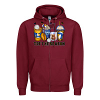 Burgundy tis' the season volleyball coffee cups Zipper Hoodie - Zillion Design Studio
