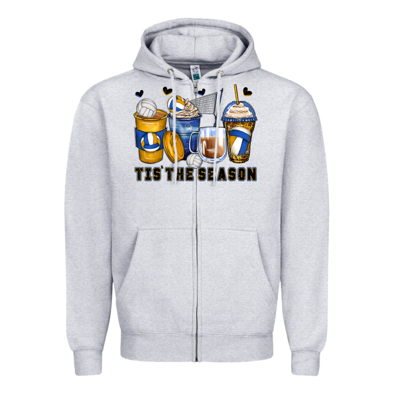 Tis' The Season Volleyball Coffee Cups Zipper Hoodie by Zillion Design Studio | Teevron